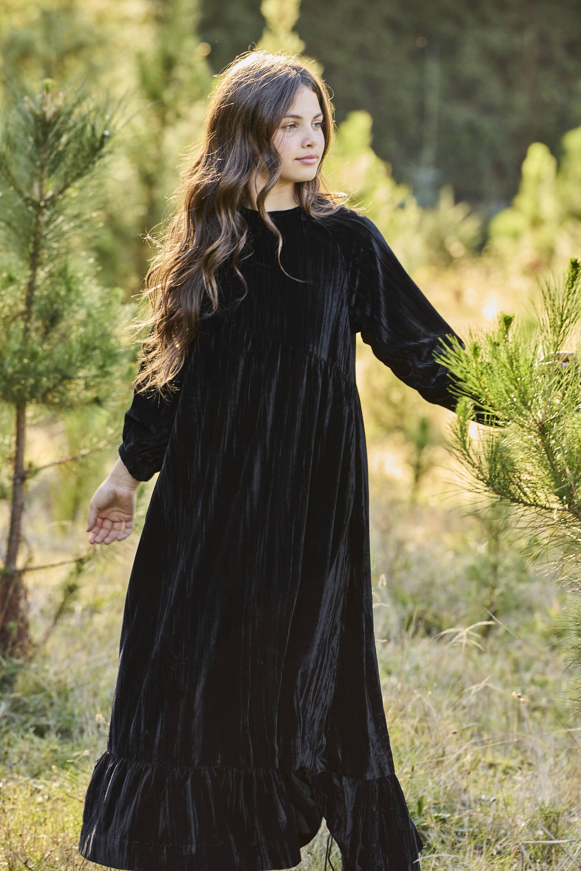CHLOE CRUSHED VELVET MAXI Black / 6YR