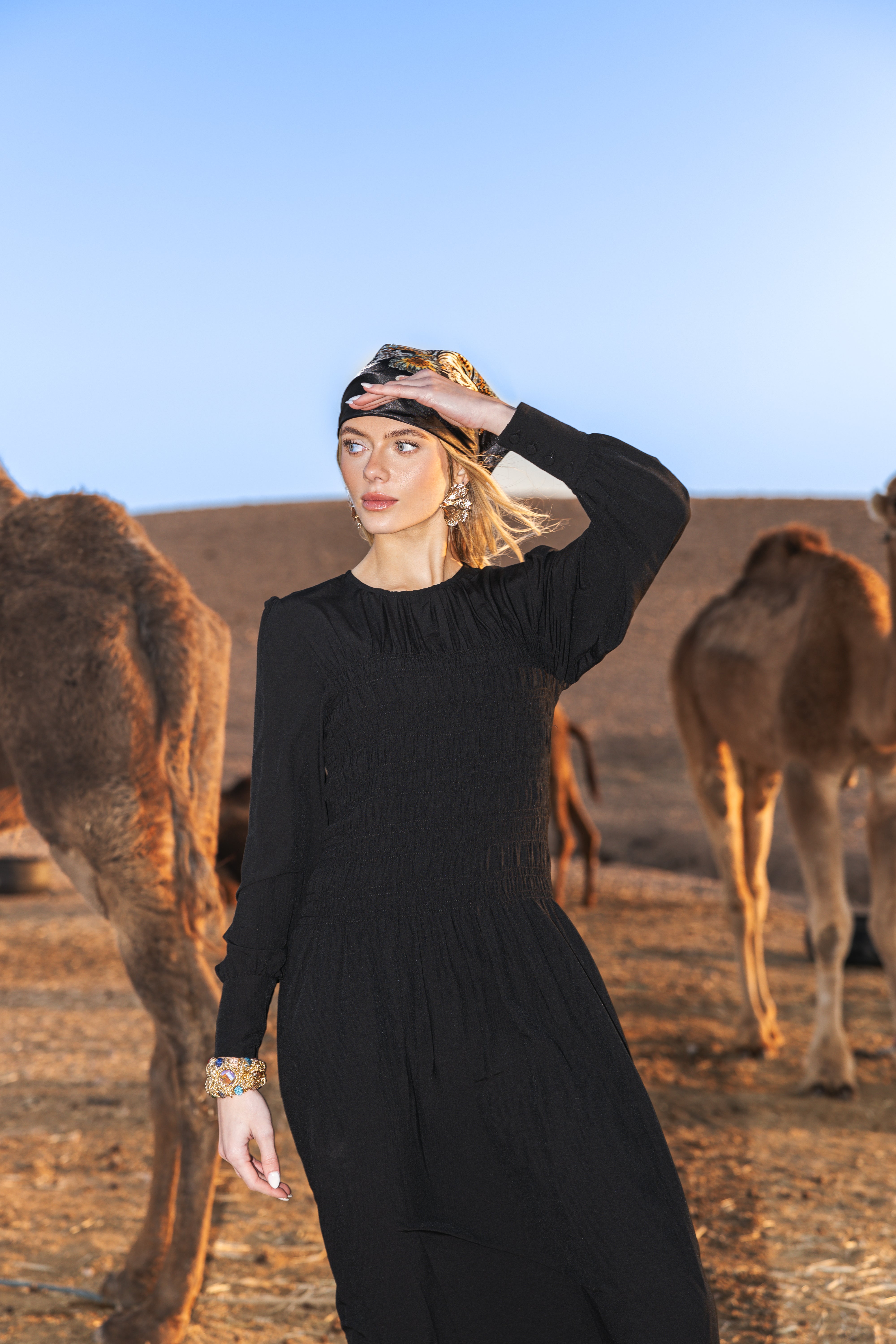 black smock maxi dress SMOCKED MAXI -BLACK Black / S