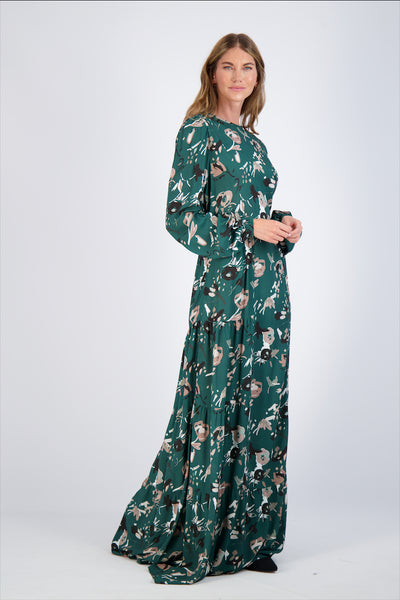 TIERED MAXI-ABSTRACT FLORAL – Pashmina Collection