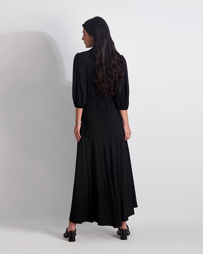 WRAP MAXI-BLACK LONG SLEEVES WRAP MAXI-BLACK LONG SLEEVES