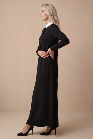 BUTTON FRONT SWING MAXI-BLACK
