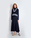 KNIT RIB SKIRT-NAVY