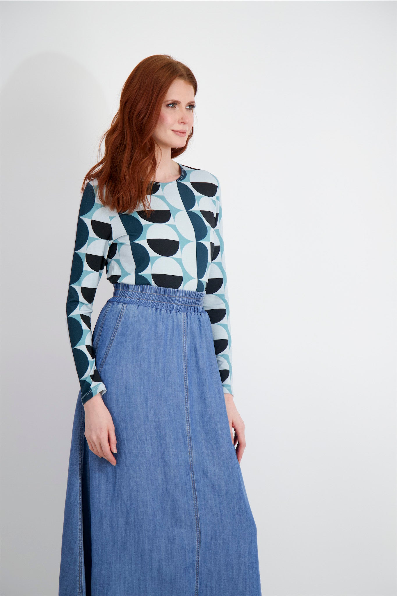 【BAON】Hiloki Stitch Denim Long Skirt - Deep Blue ver LYOCELL STITCH SKIRT-DENIM