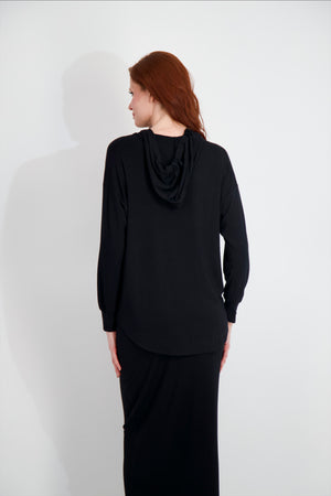 OVERSIZED HOODIE TEE-BLACK
