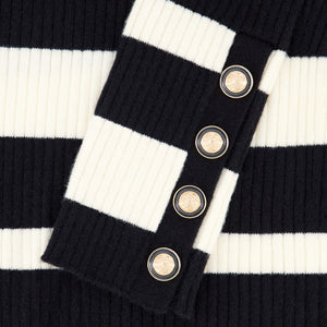 MULTI STRIPE RIB KNIT MOCK NECK-BLACK