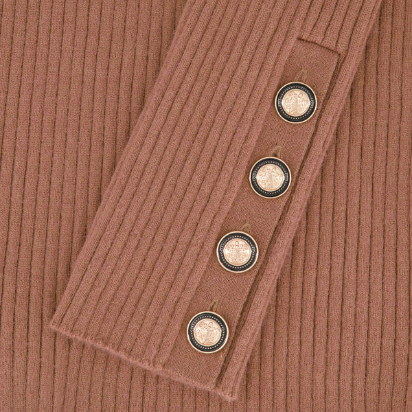 RIB KNIT MOCK NECK-TAN
