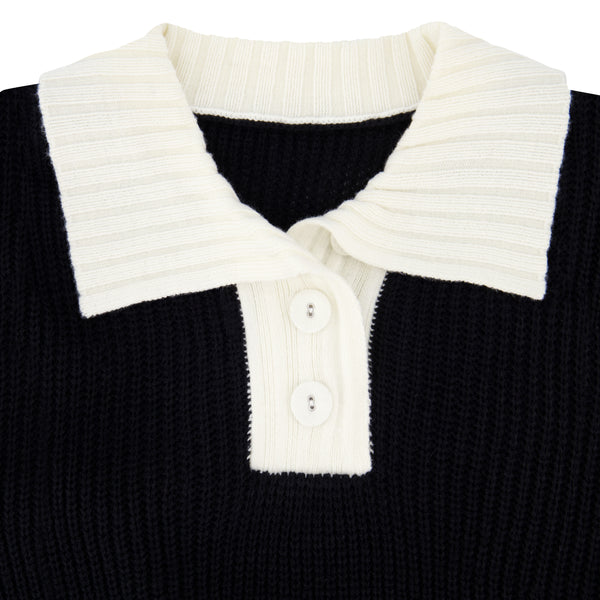 KNIT COLLARED HENLEY