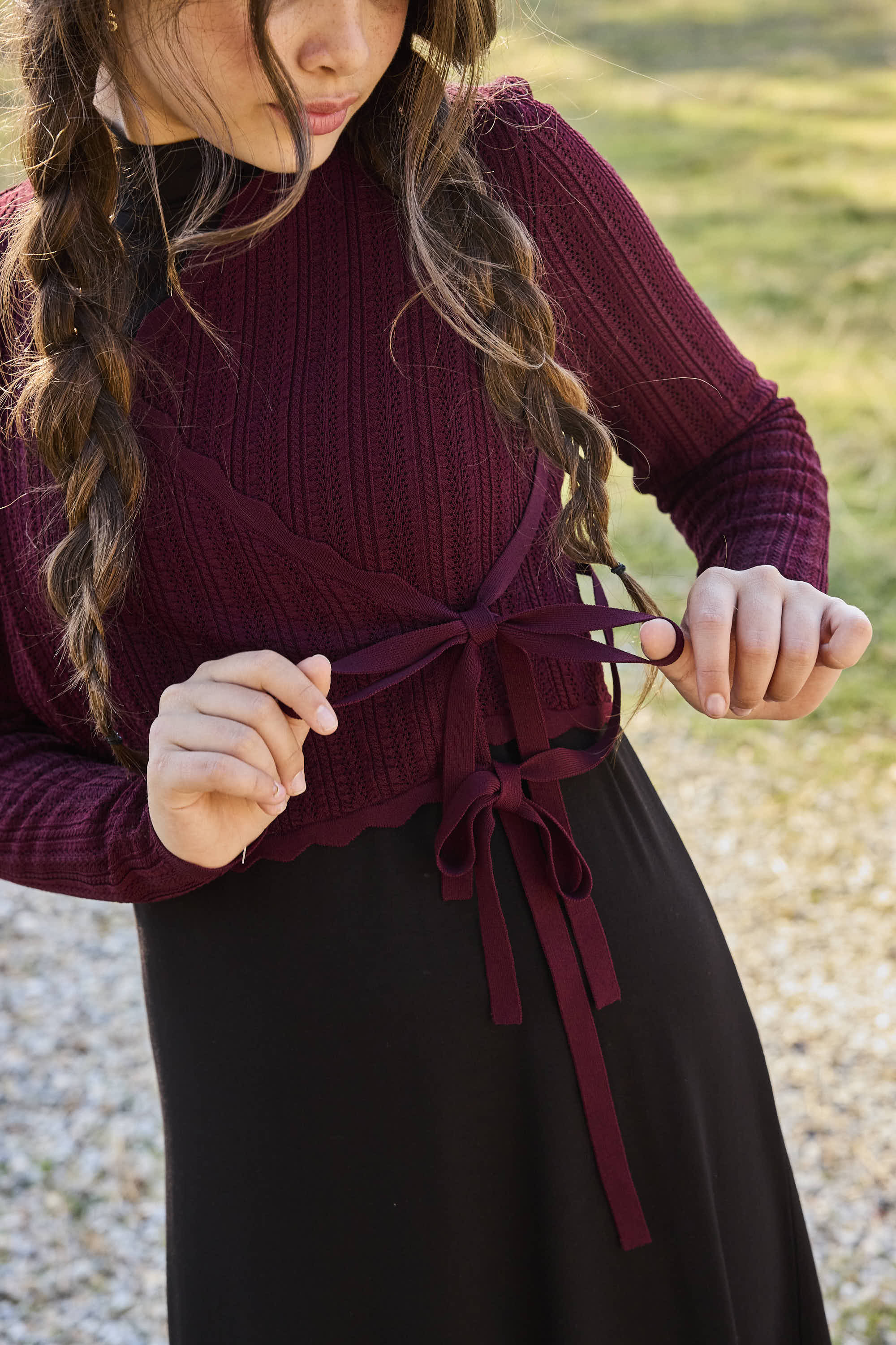 MIA POINTELLE OVERLAY MAXI-BURGUNDY - Main Image