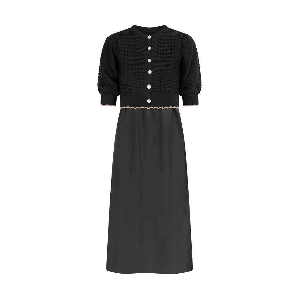 ABIGAIL TEEN SCALLOPED CARDIGAN MAXI-BLACK