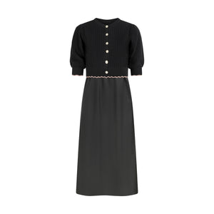 ABIGAIL TEEN SCALLOPED CARDIGAN MAXI-BLACK