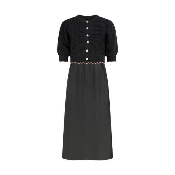 ABIGAIL TEEN SCALLOPED CARDIGAN MAXI-BLACK