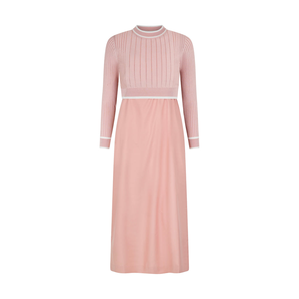 GRACE RIBBED KNIT OVERLAY MAXI-BALLET PINK