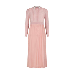 GRACE RIBBED KNIT OVERLAY MAXI-BALLET PINK