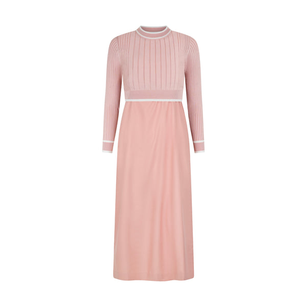 GRACE RIBBED KNIT OVERLAY MAXI-BALLET PINK