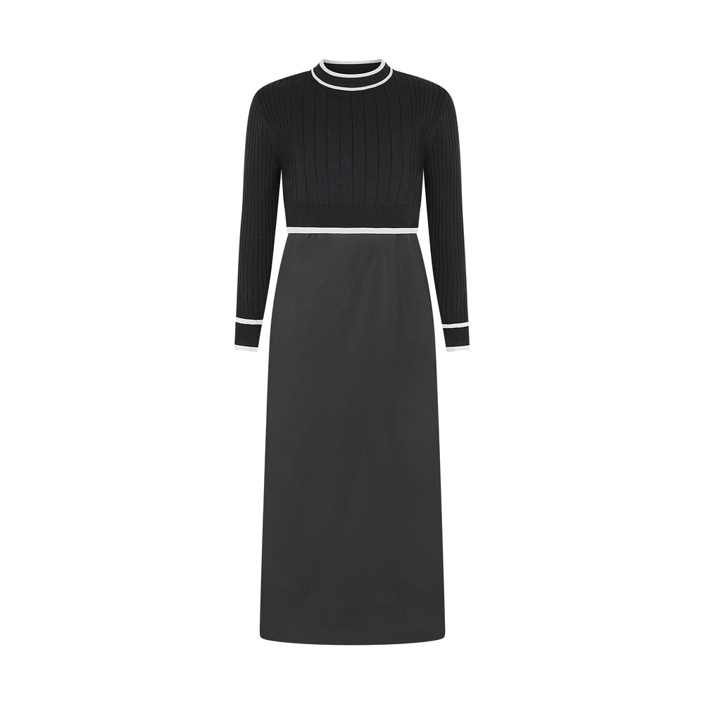 GRACE TEEN RIBBED KNIT OVERLAY MAXI -BLACK