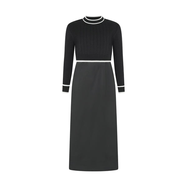 GRACE TEEN RIBBED KNIT OVERLAY MAXI -BLACK