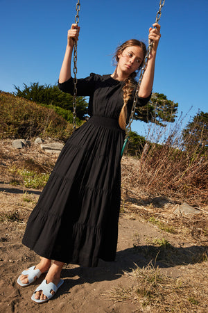 RILEY SMOCKED WAIST MAXI-BLACK