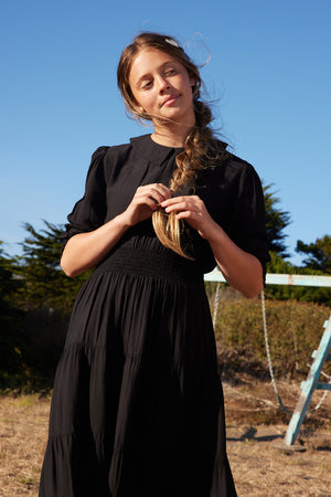 RILEY SMOCKED WAIST MAXI-BLACK