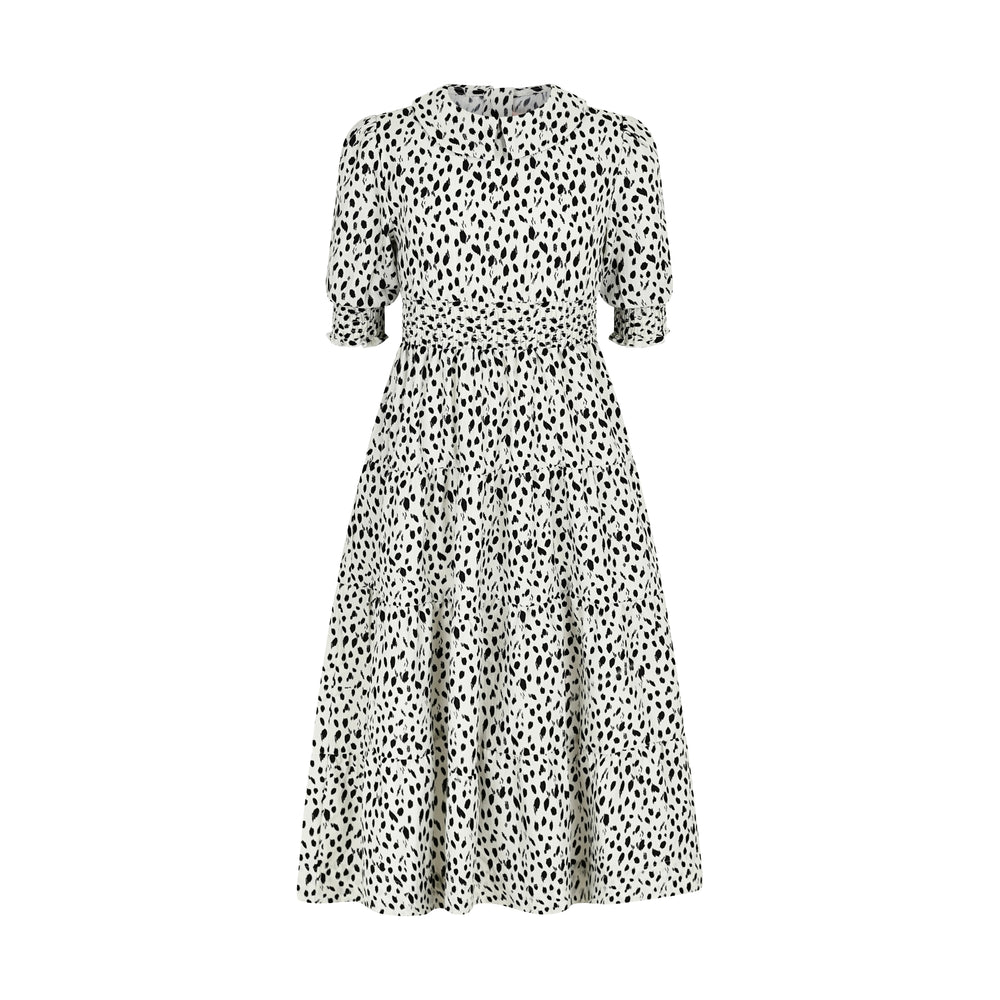 RILEY SMOCKED WAIST MAXI-SPOTTED