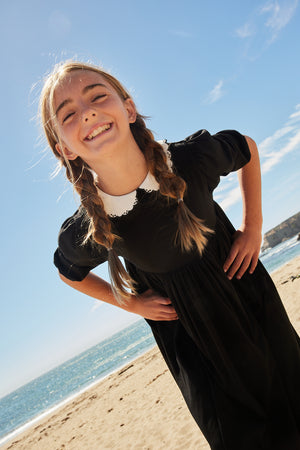 MADISON CONTRAST COLLAR MAXI- SHORT SLEEVE