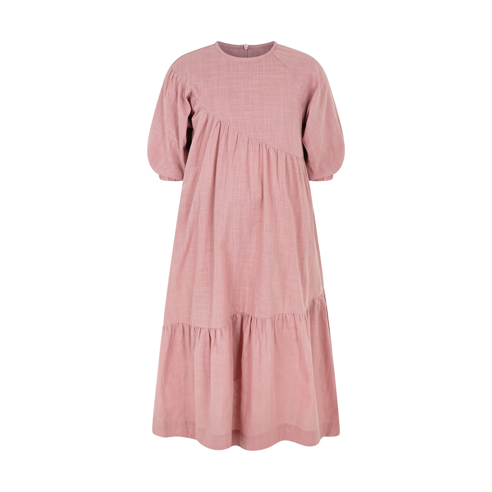 CHARLOTTE DIAGONAL RUFFLE MAXI- PINK