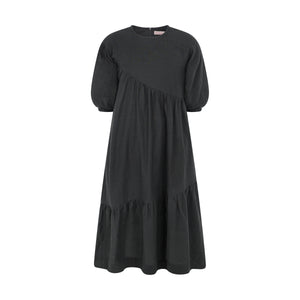 CHARLOTTE DIAGONAL RUFFLE MAXI-BLACK