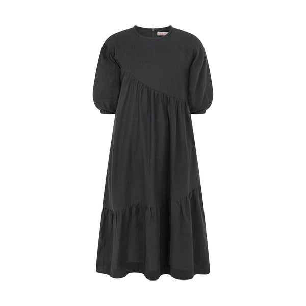 CHARLOTTE DIAGONAL RUFFLE MAXI-BLACK