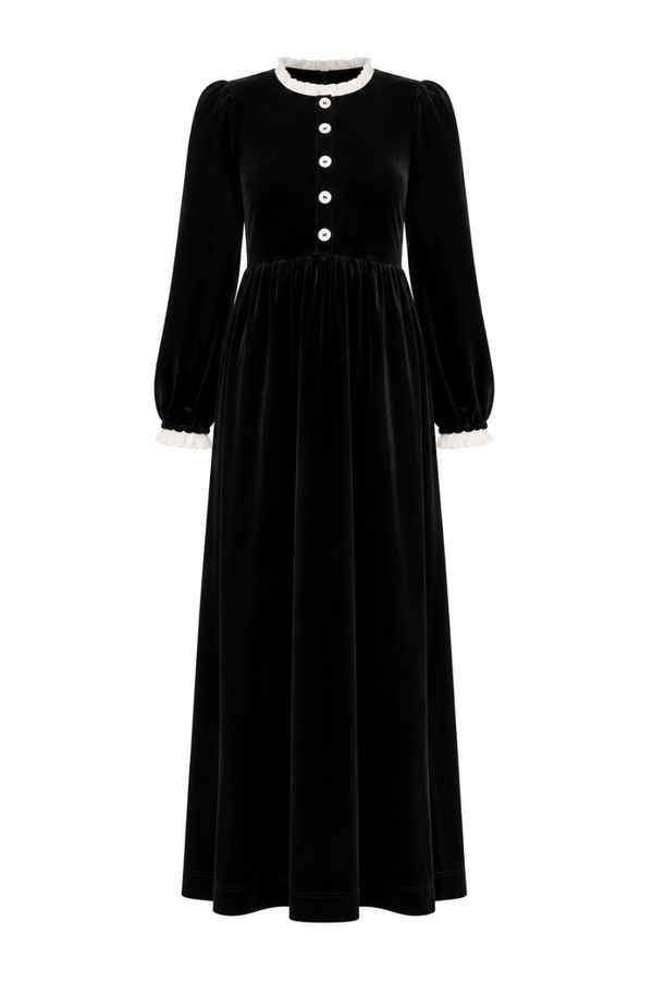 SAWYER VELVET RUFFLE COLLAR MAXI