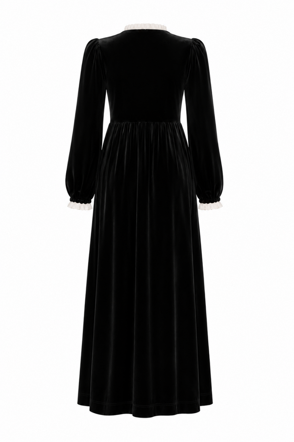 SAWYER VELVET RUFFLE COLLAR MAXI