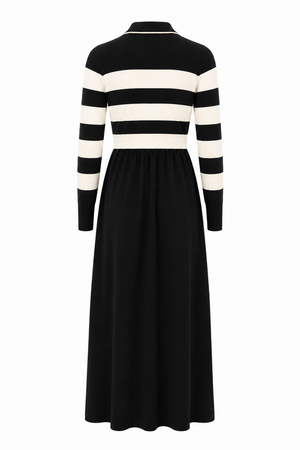 KATIE TEEN B/W STRIPED OVERLAY MAXI