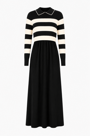 KATIE TEEN B/W STRIPED OVERLAY MAXI