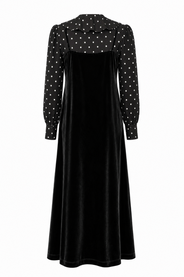 SCARLETT BLOUSE AND VELVET TEEN JUMPER SET-BLACK