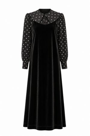 SCARLETT BLOUSE AND VELVET TEEN JUMPER SET-BLACK