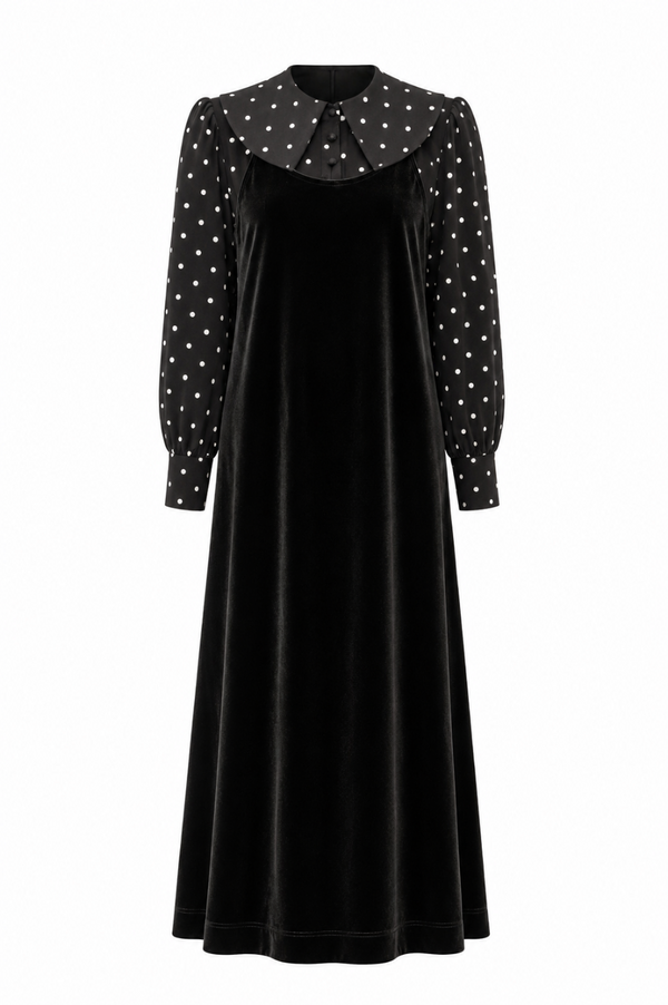 SCARLETT BLOUSE AND VELVET TEEN JUMPER SET-BLACK