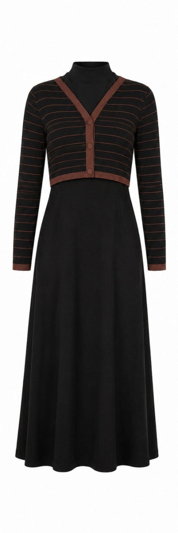 SELENA COLLARED OVERLAY MAXI-BLACK/BROWN