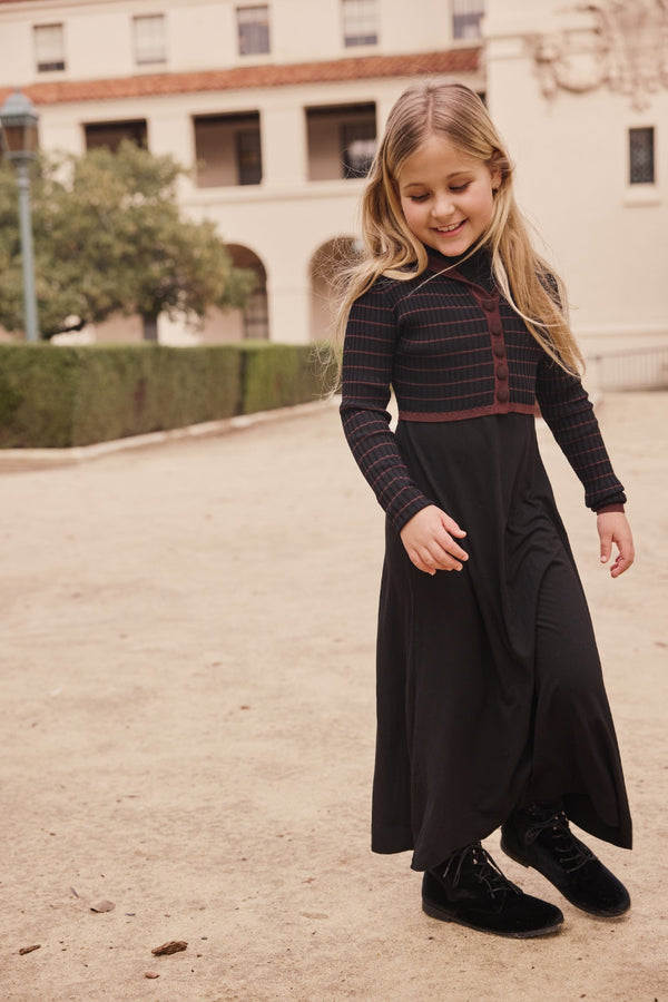 SELENA COLLARED OVERLAY MAXI-BLACK/BROWN