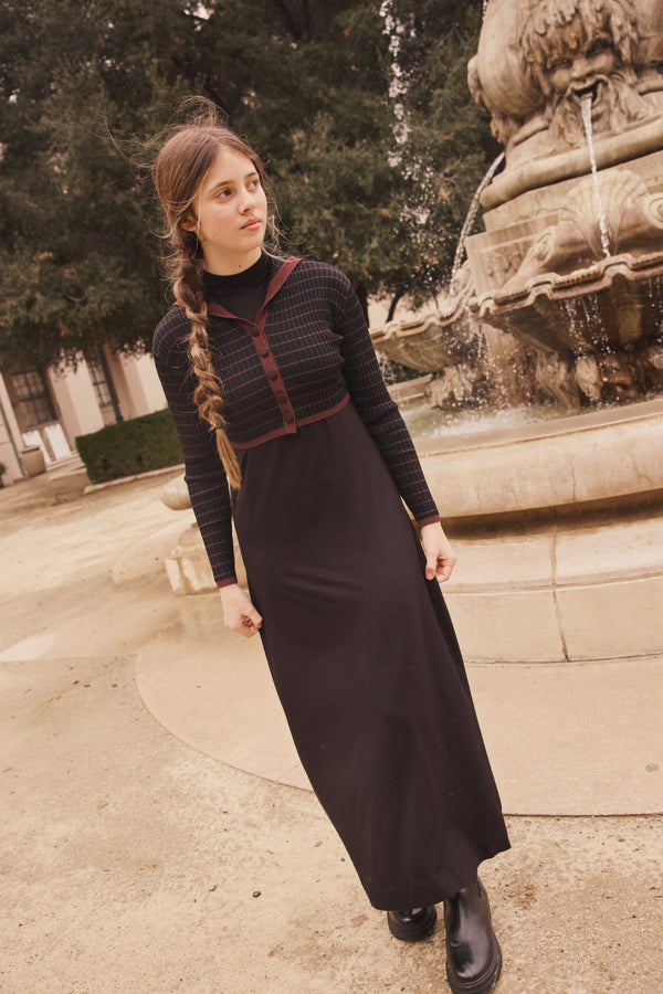 SELENA COLLARED OVERLAY MAXI-BLACK/BROWN