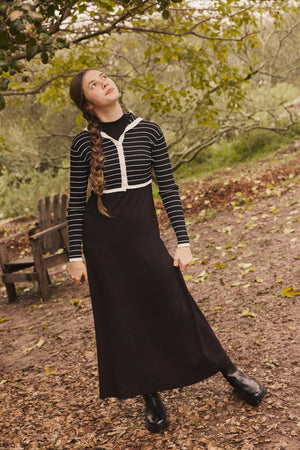 SELENA COLLARED OVERLAY MAXI-BLACK/IVORY