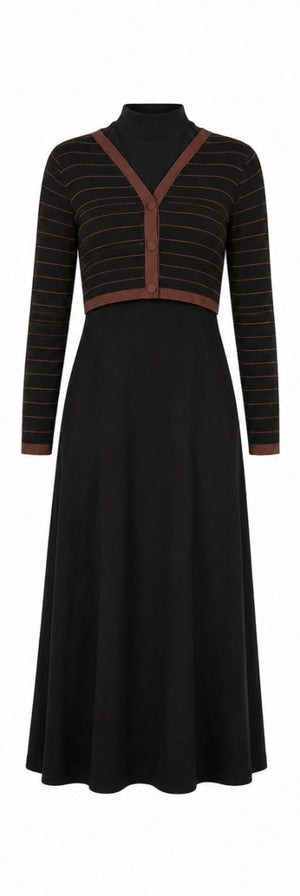 SELENA COLLARED OVERLAY MAXI-BLACK/BROWN