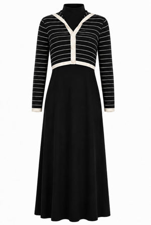 SELENA COLLARED OVERLAY MAXI-BLACK/IVORY