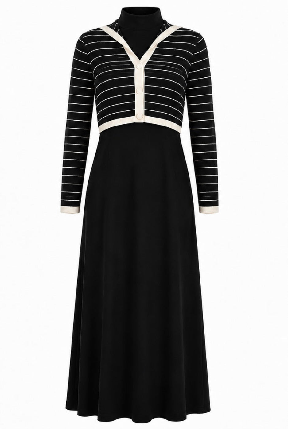 SELENA COLLARED OVERLAY MAXI-BLACK/IVORY