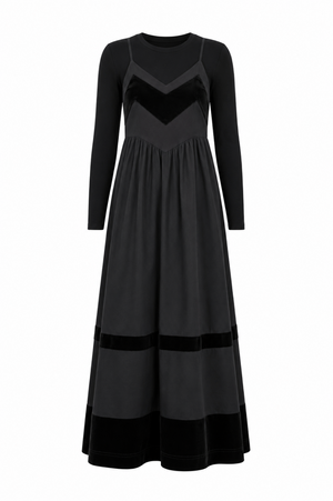 CARMEN VELVET CHEVRON JUMPER- BLACK