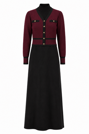EMERSON TEEN JACQUARD CARDIGAN OVERLAY MAXI-BURGUNDY