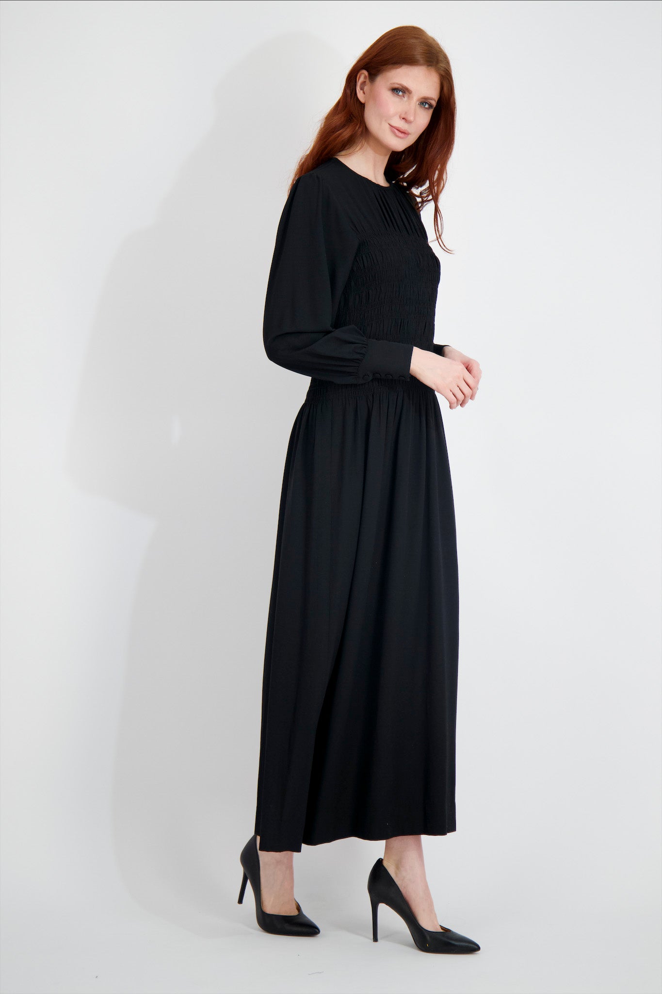 SMOCKED MAXI -BLACK Black / S SMOCKED MAXI -BLACK Black / S