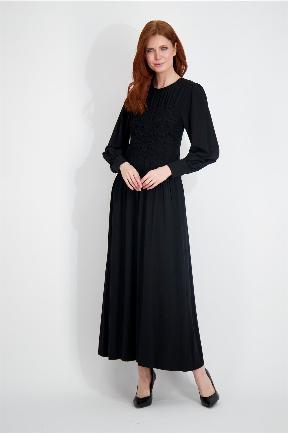 SMOCKED MAXI -BLACK