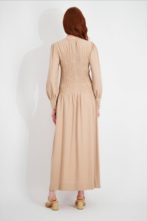 SMOCKED MAXI-TAN