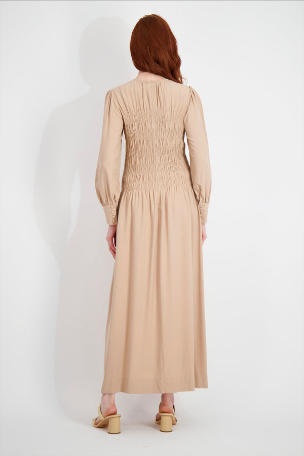SMOCKED MAXI-TAN