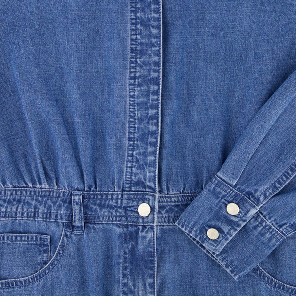 DENIM UTILITY DRESS-BLUE DENIM