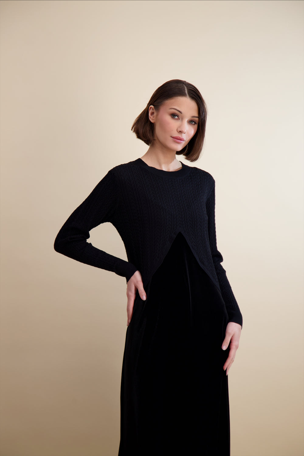CABLE KNIT OVERLAY MAXI