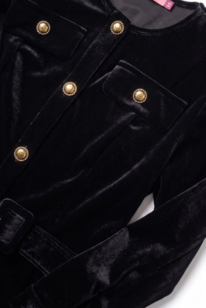 VELVET BELTED MAXI- BLACK